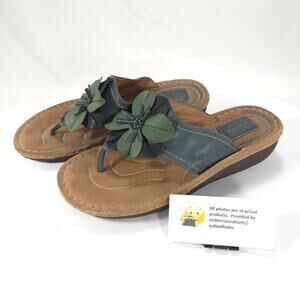 Clarks Artisan FLower Wedge Sandals Womens Size 9.5 M 83489 Green